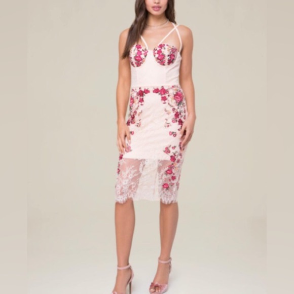 BEBE Maddie Lace Embroidered Midi Dress - Picture 7 of 11